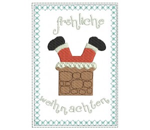 Stickdatei - ITH Postkarte Weihnachtsmann Kamin